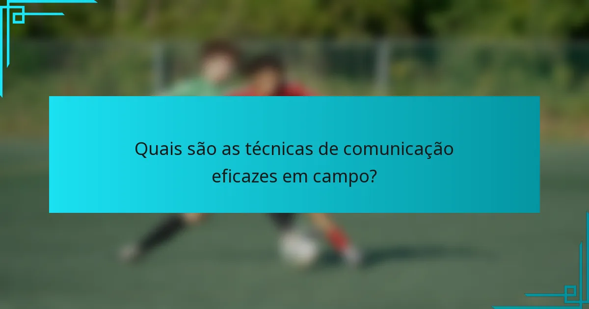 Quais são as técnicas de comunicação eficazes em campo?