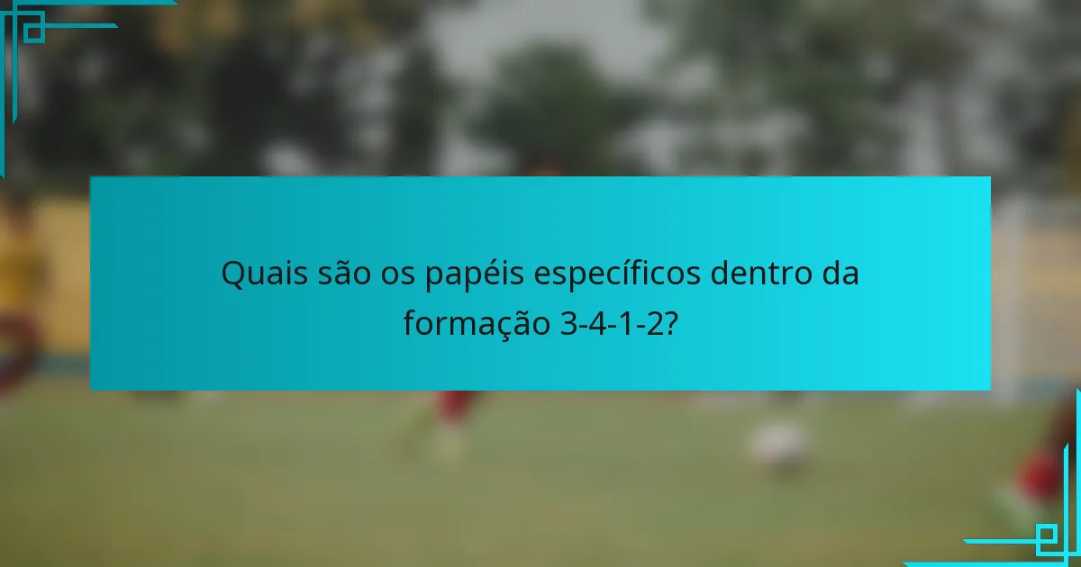 Quais são os papéis específicos dentro da formação 3-4-1-2?
